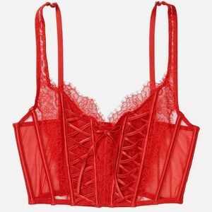 Victoria's Secret Dream Angels Lace Trim Corset Top Size M/DD Vamp Goth